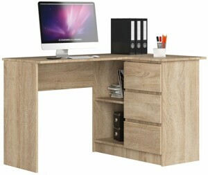 Ak furniture Rohový písací stôl B16 124 cm dub sonoma pravý