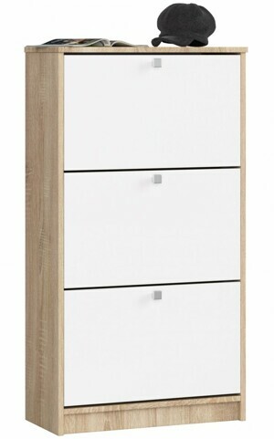Ak furniture Botník Marienne 60 cm - 3 dvierka dub sonoma/biely