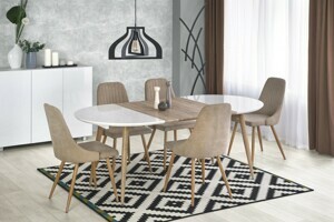 HALMAR Oválny rozkladací jedálenský stôl Edward 120/200 cm biely/dub San remo