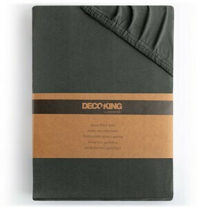 Bavlnené jersey prestieradlo s gumou DecoKing Amber sivé, velikost 100-120x200+30