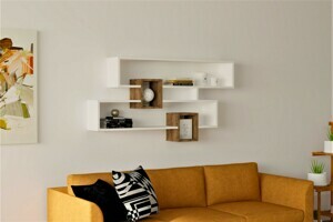 Kalune Design Nástenná polica Karen orech/biela
