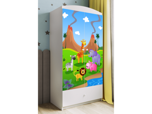 Kocot kids Detská skriňa Babydreams 90 cm safari biela
