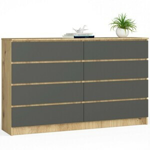 Ak furniture Komoda Kuba 160 cm 8 zásuviek dub artisan/grafitová