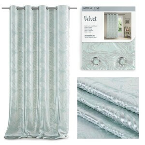 Záves AmeliaHome Velvet Silver Leaves mätový, velikost 140x245