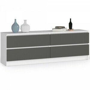 Ak furniture Komoda Kuba 160 cm 4 zásuvky biela/grafit