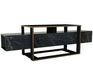 Hanah Home TV stolík Bianco čierny/zlatý