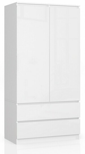 Ak furniture Šatníková skriňa Star 90 cm biela lesk