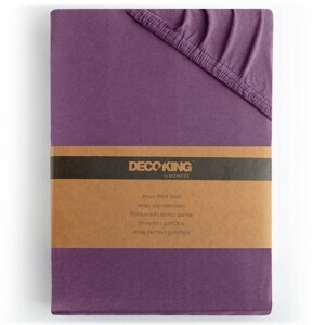 DecoKing Bavlnené prestieradlo AmeliaHome AMBER slivkové, velikost 100-120x200+30