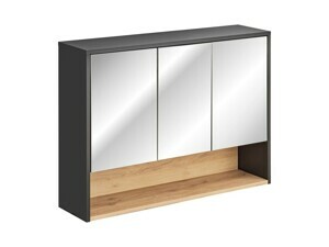 Comad Závesná kúpeľňová skrinka so zrkadlom Borneo Cosmos 845 3D sivá/dub artisan