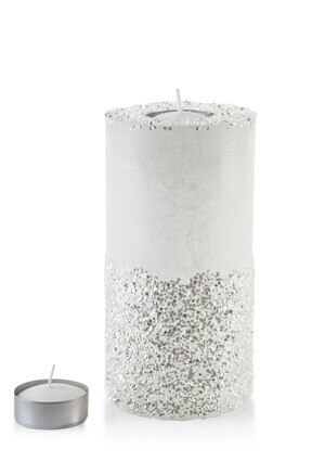 Mondex Stredný moderný svietnik Diament 24 cm bielo-strieborný