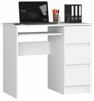 Ak furniture Písací stôl A-6 90 cm biely pravý