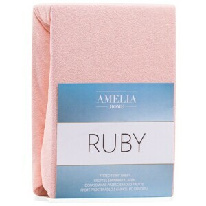 Froté prestieradlo s gumou AmeliaHome Ruby svetloružové, velikost 120-140x200
