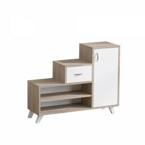 Hanah Home Botník Retro 90x77 cm dub sonoma/biely
