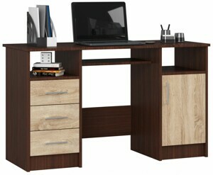 Ak furniture Volně stojící psací stůl Ana 124 cm wenge/dub sonoma