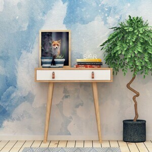 Hanah Home Konzolový stolík Dokka 80 cm dub craft zlatý/biely