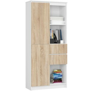 Ak furniture Skriňa Rexa II 80 cm biela/dub sonoma