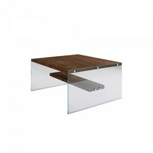 Hanah Home Konferenční stolek GLASS 75 cm ořech