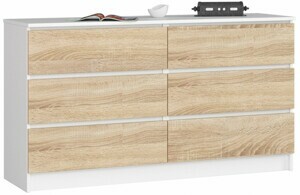 Ak furniture Komoda Rollo K 138,4 cm biela/dub sonoma