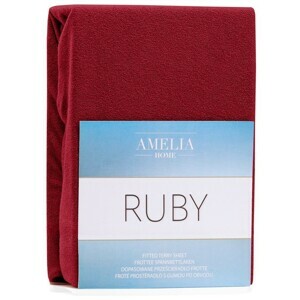Froté plachta s gumou AmeliaHome Ruby tmavočervené, velikost 120-140x200+30