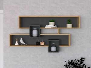 Hanah Home Nástenná polica Karen zafír/antracit