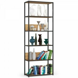 Ak furniture Knižnica Loft s kovovým rámom 70 cm čierna/dub craft