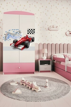 Kocot kids Detská skriňa Babydreams 90 cm závodné auto ružová