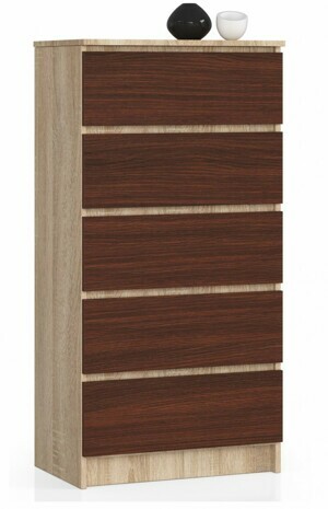 Ak furniture Komoda Kuba 60 cm - 5 zásuviek dub sonoma/wenge