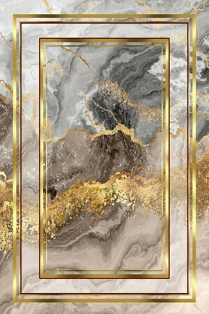 Conceptum Hypnose Koberec Marble Frame 80x200 cm sivý/zlatý