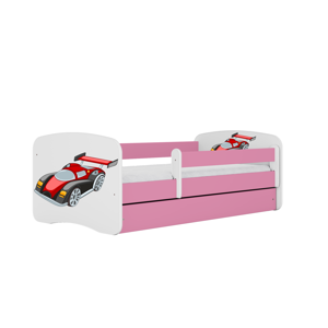 Kocot kids Detská posteľ Babydreams závodné auto ružová, varianta 70x140, bez šuplíků, bez matrace