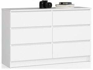 Ak furniture Komoda Kuba 120 cm 6 zásuviek biela