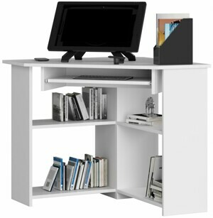 Ak furniture Rohový písací stôl Ted biely