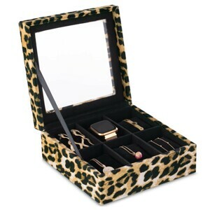 AmeliaHome Šperkovnica Glasen leopardí, velikost 18x18x7