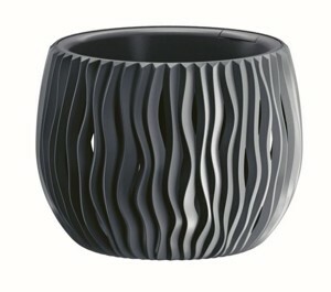 Prosperplast Okrúhly kvetináč s vkladom- Sandy tmavosivý, varianta 18 cm