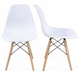 Miadomodo Sada 2 jídelních židlí s plastovým sedákem, bílá