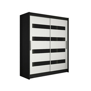 Veľká šatníková skriňa WESTA IV čierna/biela šírka 150 cm
