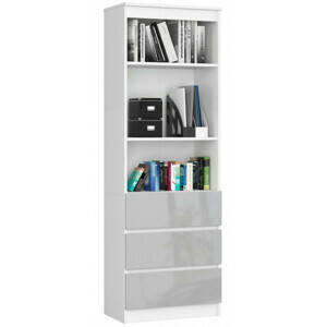 Regál R60 3SZ2P metalic lesk biela