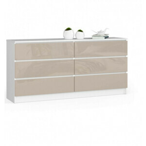 Komoda K160 6SZ cappuccino lesk biela