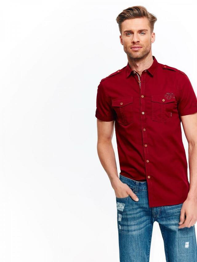 Top Secret Košile pánská červená s krátkým rukávem