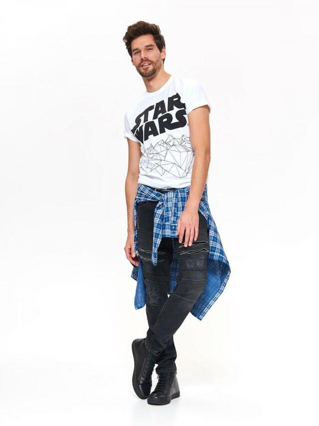 Top Secret Triko pánské bílé STAR WARS s krátkým rukávem - M