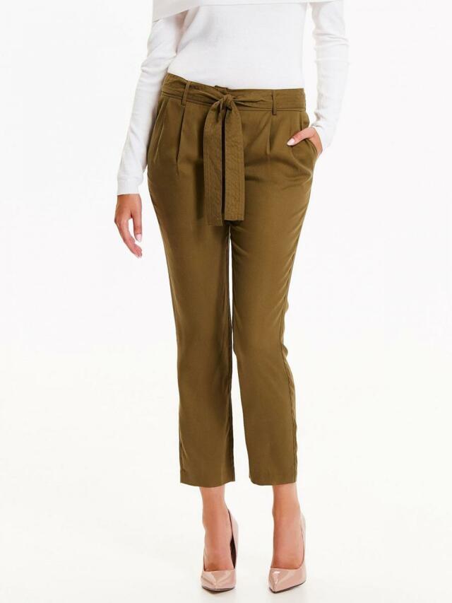 Top Secret Kalhoty dámské khaki látkové s páskem