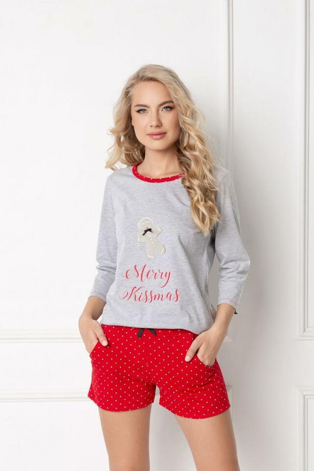 New Design Pyžamo dámské Cookie Short Grey-Red - XL