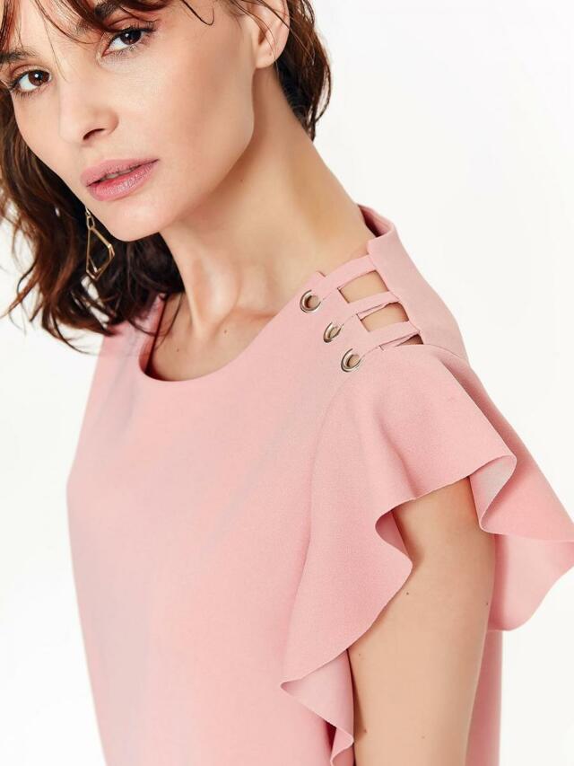 Top Secret šaty dámské růžové s volánkovým rukávem