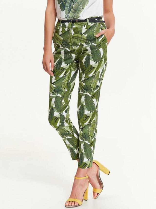 Top Secret Kalhoty dámské zelené vzorované s páském