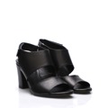 V&C Calzature Černé italské otevřené kožené boty na podpatku V&C (57439) - 3