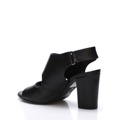 V&C Calzature Černé italské otevřené kožené boty na podpatku V&C (57439) - 4