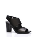 V&C Calzature Černé italské otevřené kožené boty na podpatku V&C (57439) - 2