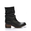 Černé kožené ohrnovací polokozačky Online Shoes (55424) - 1