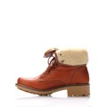 Hnědé kožené kotníkové boty s kožíškem Online Shoes 42 (257659) - 2