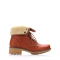 Hnědé kožené kotníkové boty s kožíškem Online Shoes 42 (257659) - 1