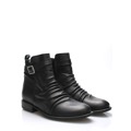 Černé kožené kotníkové boty s řemínkem Online Shoes (55427) - 4